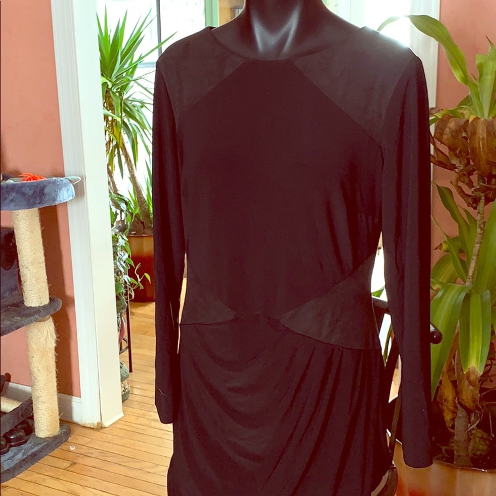 Lauren Ralph Lauren black dress suede detail size 14